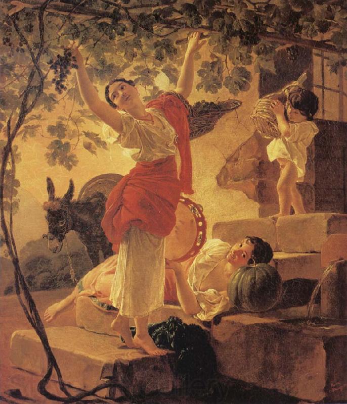 Karl Briullov Young Girl Gathering Grapes in the Neighbourhood of Naples Spain oil painting art